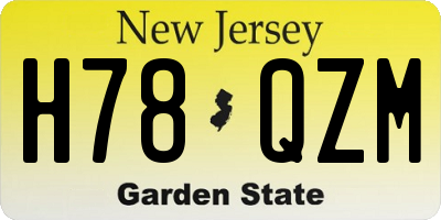 NJ license plate H78QZM