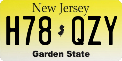 NJ license plate H78QZY