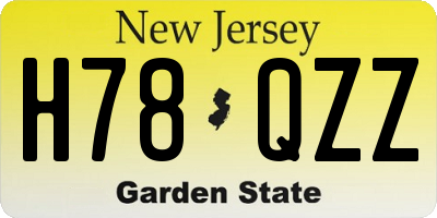 NJ license plate H78QZZ