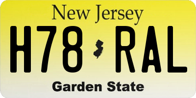 NJ license plate H78RAL