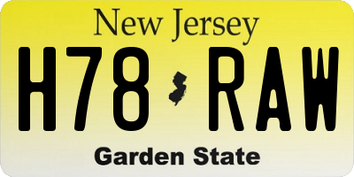 NJ license plate H78RAW