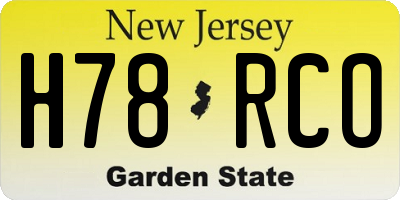 NJ license plate H78RCO