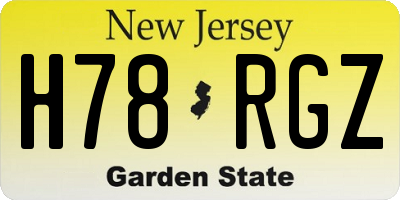 NJ license plate H78RGZ