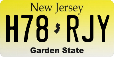NJ license plate H78RJY