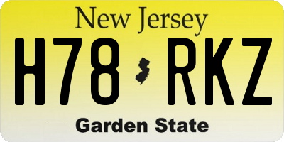 NJ license plate H78RKZ