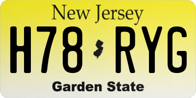NJ license plate H78RYG