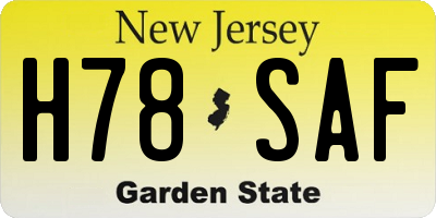 NJ license plate H78SAF
