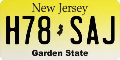 NJ license plate H78SAJ