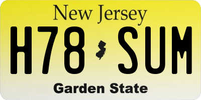 NJ license plate H78SUM