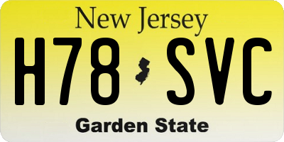 NJ license plate H78SVC