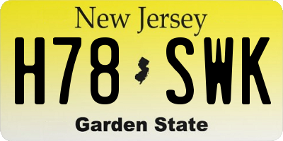 NJ license plate H78SWK