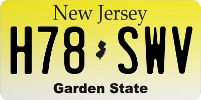 NJ license plate H78SWV