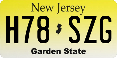 NJ license plate H78SZG