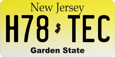 NJ license plate H78TEC