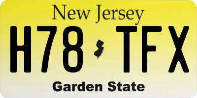 NJ license plate H78TFX