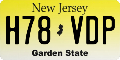 NJ license plate H78VDP