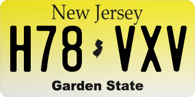 NJ license plate H78VXV