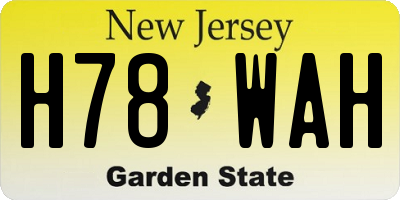 NJ license plate H78WAH