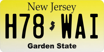 NJ license plate H78WAI