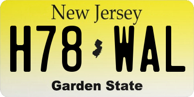 NJ license plate H78WAL