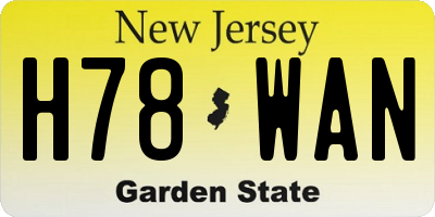 NJ license plate H78WAN