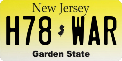 NJ license plate H78WAR