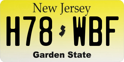 NJ license plate H78WBF