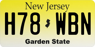 NJ license plate H78WBN