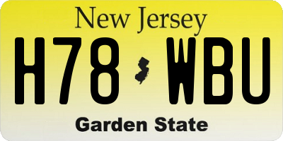 NJ license plate H78WBU