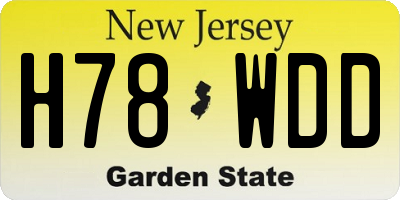 NJ license plate H78WDD
