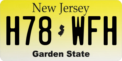 NJ license plate H78WFH