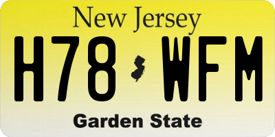 NJ license plate H78WFM