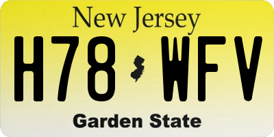 NJ license plate H78WFV