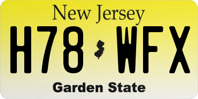 NJ license plate H78WFX
