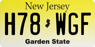 NJ license plate H78WGF