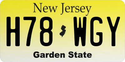 NJ license plate H78WGY
