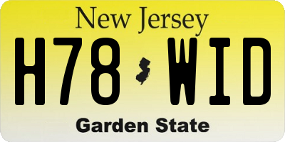 NJ license plate H78WID