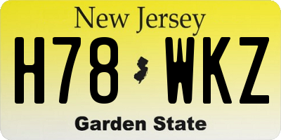 NJ license plate H78WKZ