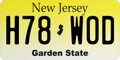 NJ license plate H78WOD