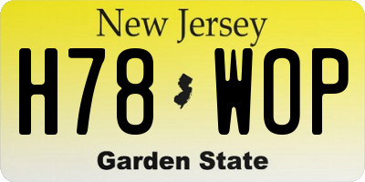 NJ license plate H78WOP
