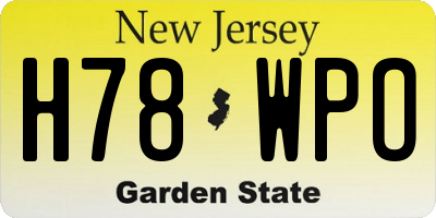 NJ license plate H78WPO