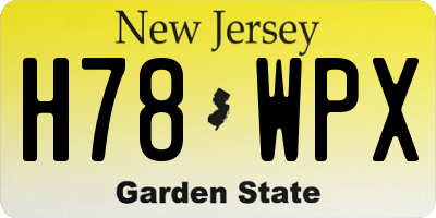 NJ license plate H78WPX