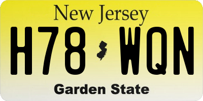 NJ license plate H78WQN