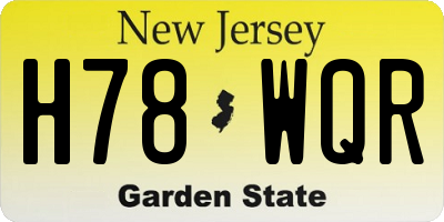 NJ license plate H78WQR