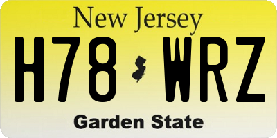 NJ license plate H78WRZ
