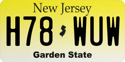 NJ license plate H78WUW