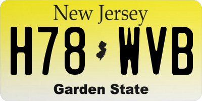 NJ license plate H78WVB
