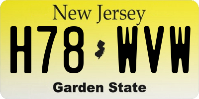 NJ license plate H78WVW