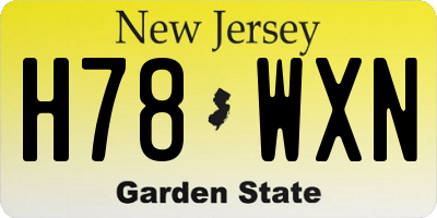 NJ license plate H78WXN