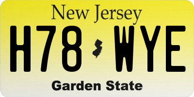 NJ license plate H78WYE